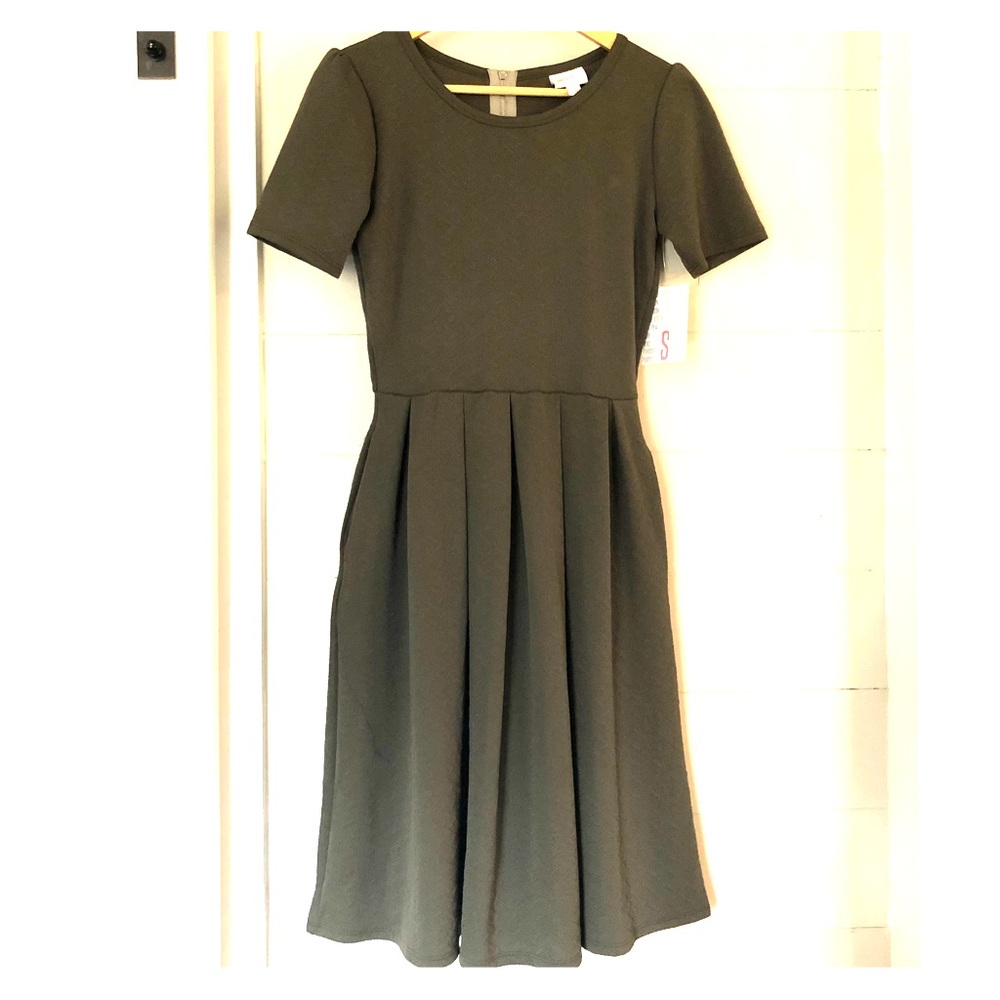 NWT Lularoe Amelia Dress Sz S Olive Green